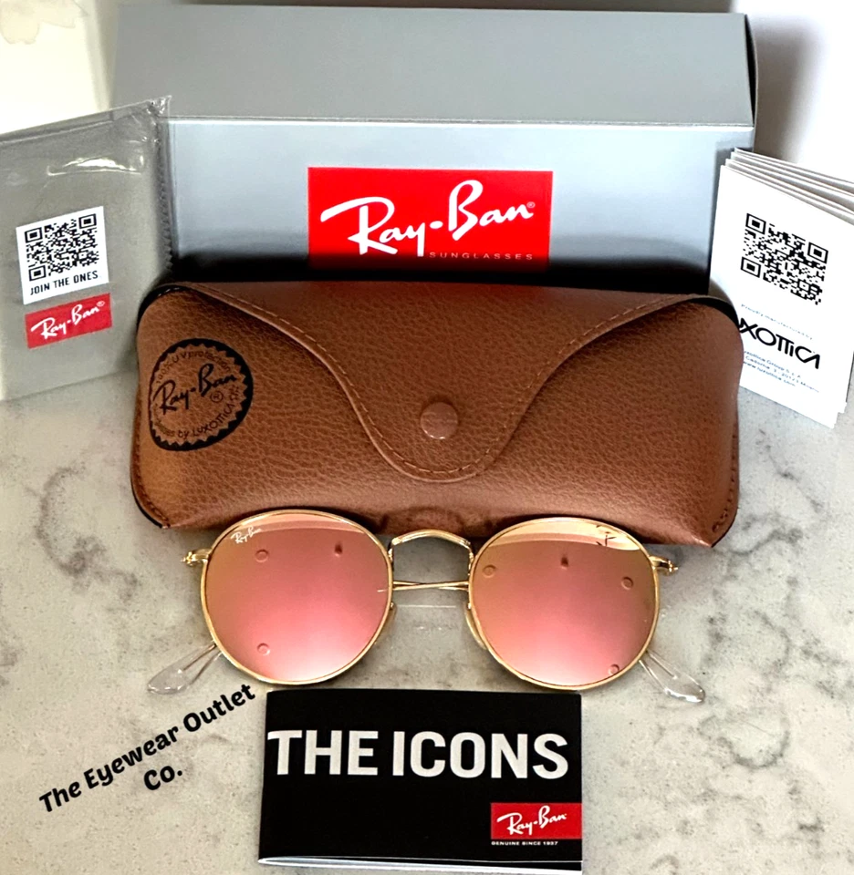 Store Display Rayban Round Metal RB3447 Pink Mirror Men / Women 50mm Ray Ban New - Image 2 of 4