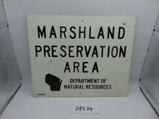 Vintage Wisconsin DNR Fiberboard Pressboard Sign Marshland Reservation Area