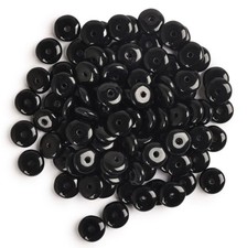 Beading Essentials Jet Glass Beads 6mm Donut 14  Strand Hilde Jo