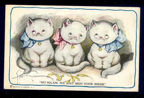 ¡DRAYTON, WIEDERSEIM GATOS TRAVIESOS QUE SE COMIERON AL CANARIO! ¡CULPABLE! POSTAL ANTIGUA - Imagen 2 de 2