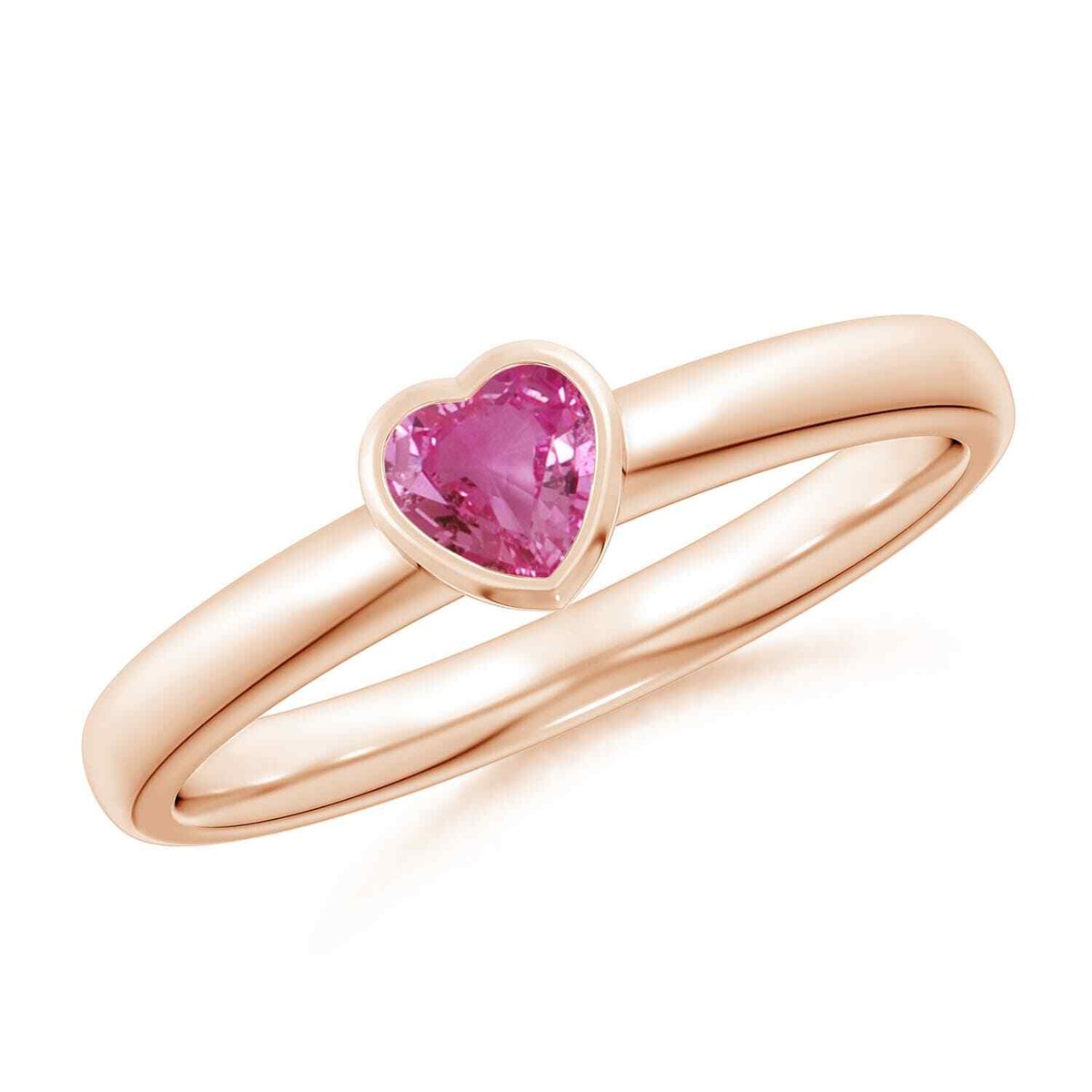 ANGARA Ct Solitaire Heart Pink Sapphire Promise Ring in 14K