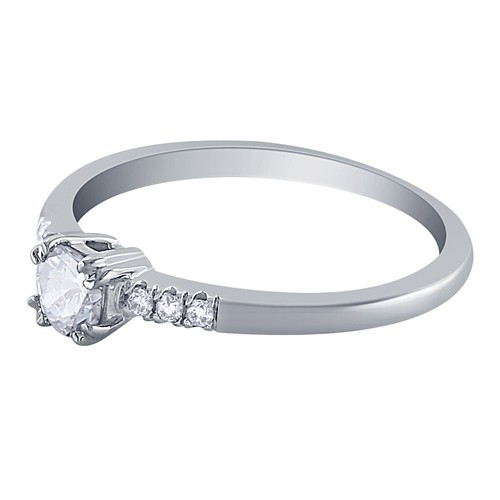 0.30 Ct Round Real Diamond Engagement Wedding Women's Ring 10K White Gold - Picture 4 of 9