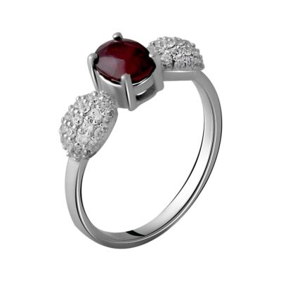 925 Sterling Silber Ring oval natürlicher Rubin 1,9ct Weißgold Oberfläche