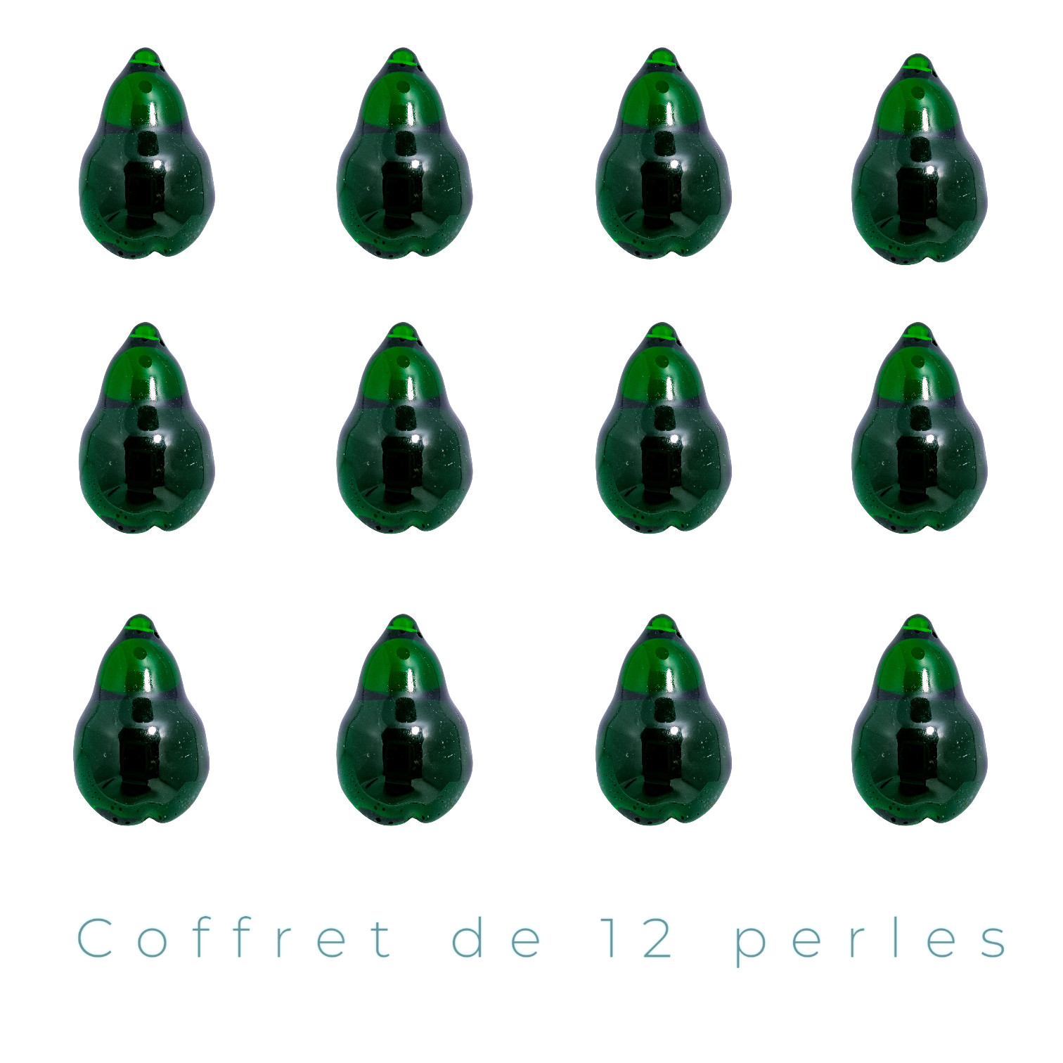 Perles poires décoratives en verre vert foncé 4x6cm lot de 12 accessoires