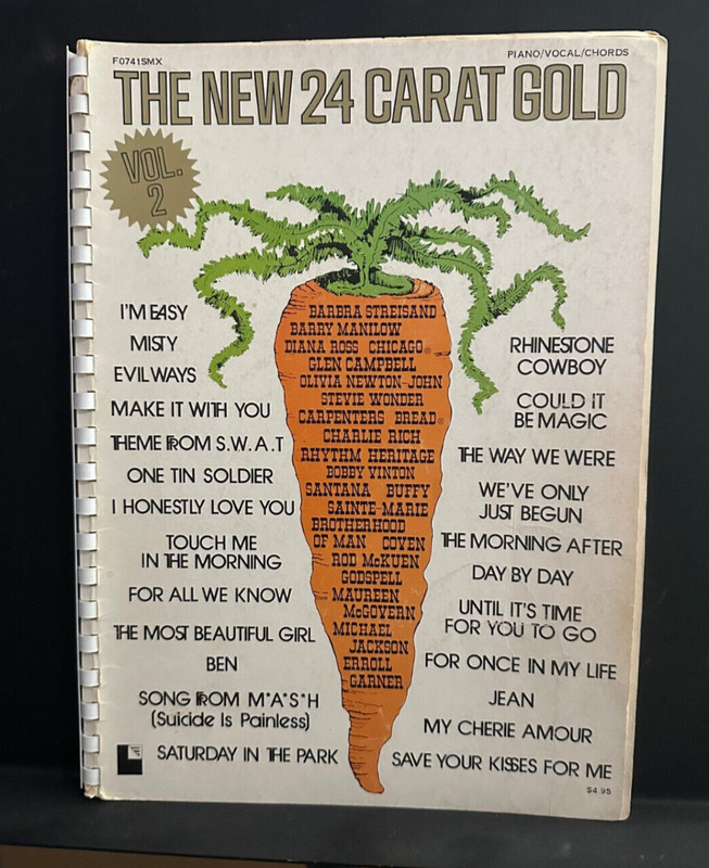 Pop Music Sheet Music 24 Carat Gold 1973 Song Book Piano Vocal 80 Pages