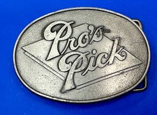 Pros Pick - Vintage Company Emblem Logo Silver Color Metal Oval Belt Buckle