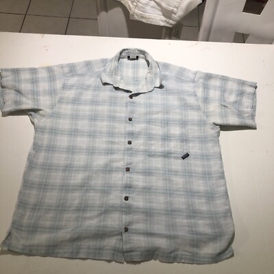 Patagonia Lightweight Bluffside Shirt Men's XL Green White Plaid