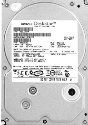 Hitachi Deskstar T7K500 HDT725032VLA380 320GB 7200RPM 8MB Hitachi Deskstar T7K500 HDT725032VLA380 320GB 7200RPM 8MB