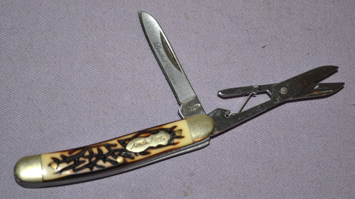 SCHRADE Uncle Henry 707UH Gambler Flat Blade & Scissors Folding