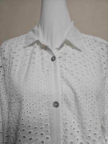 NWT BLUE ISLAND Women's Blouse Long Sleeve Button Down White Color Sheer.Size L - Picture 5 of 18