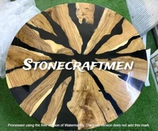 Black Epoxy Resin Coffee Table Top, Round Dining Table Top, Living Room Decor