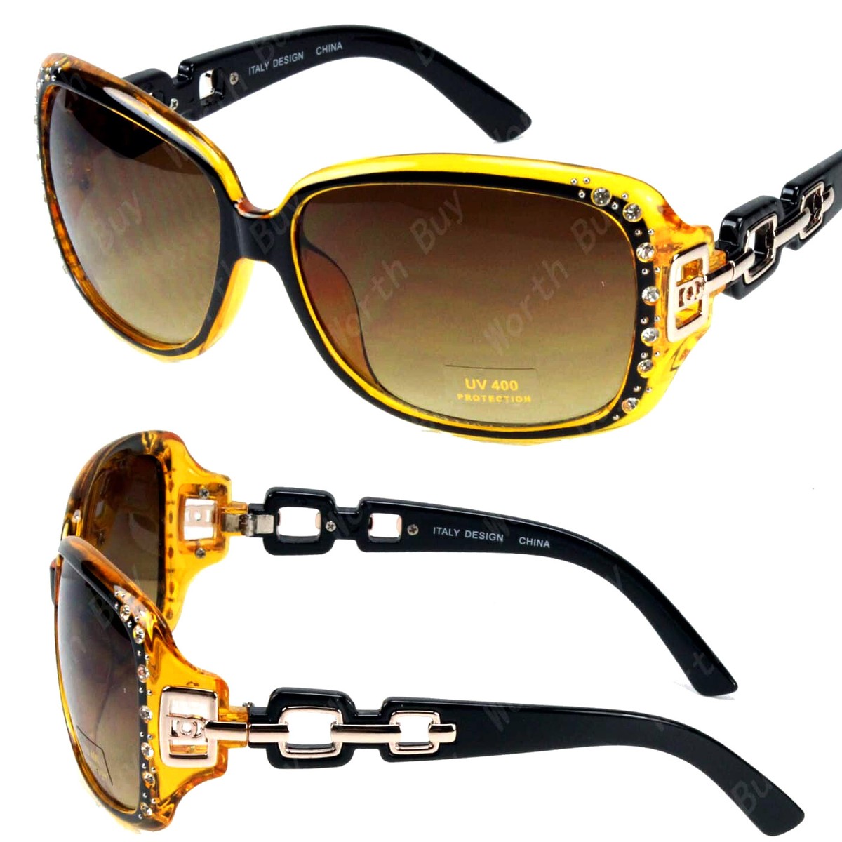 Bling Bling Square Wrap Sunglasses UV400 Protection Gift Box EyeconicFinds Trendy Polarized Cateye Sunglasses Womens  main image 3