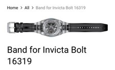 New Invicta Bolt 16319 38mm Stainless Steel  Black Polyurethane Watch Band