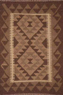Geometric Kilim Rugs Wool Traditional Kelim Carpets 3x4 ft