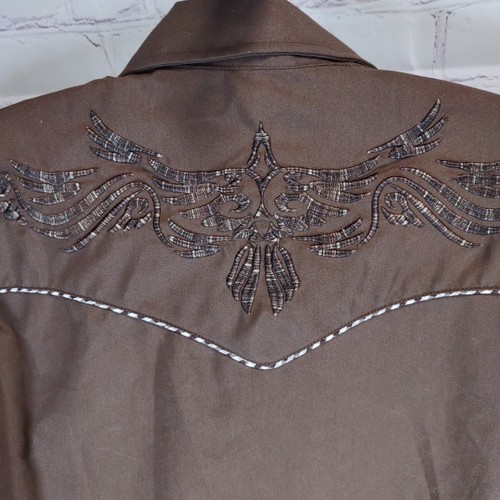 Ranger's Western Button/Snap Down Shirt Brown Embr detailing 117Ca01 Men's Sz M - Picture 8 of 8
