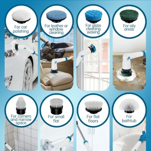 Electric Spin Scrubber for Cleaning with two 2000mAh Batteries with 8 Brushes - Picture 4 of 7
