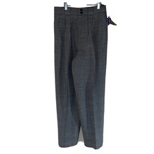 NWT Giorgio Sant' Angelo Women Sz 12 Black White Blue 100 Pure Wool Plaid Pants