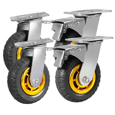 #ad 4 Pack 6quot; Heavy Duty Swivel Plate Casters Industrial Rubber Wheels $56.32
