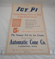 VINTAGE ORIGINAL ICY PI ADVERTISING AUTOMATIC CONE CO. ICE CREAM SANDWICH ICYPI