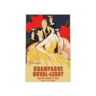 Champagne DUVAL-LEROY ヴィンテージ・額縁アート・ポスター Duval Leroy French Champagne Poster, Party Liquor Bar