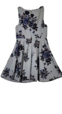 Elle Womens Sleeveless Gray Floral Fit & Flare Dress Casual Formal Size 6