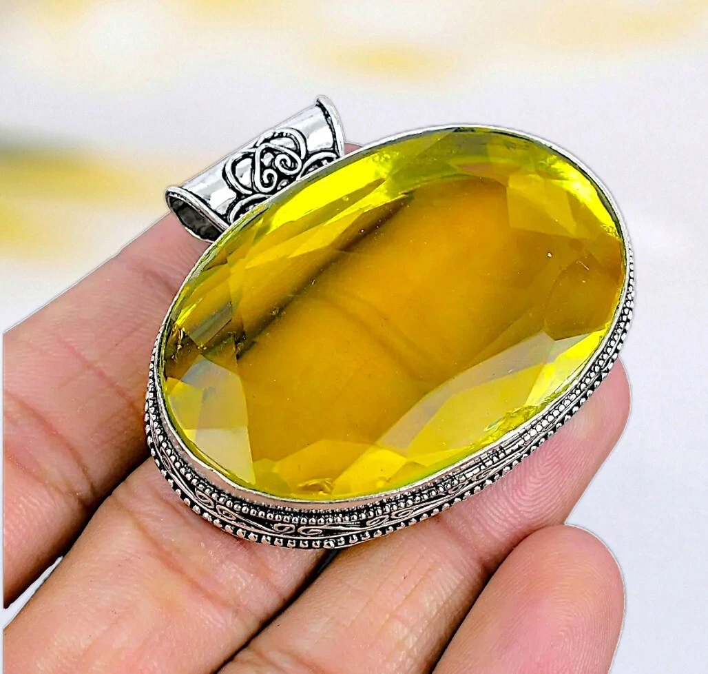 VETEMENTS Ciondolo Topazio Argento Sterling 925 Topazio Argento Sterling Gioielli Fatto a Mano Pietra Preziosa