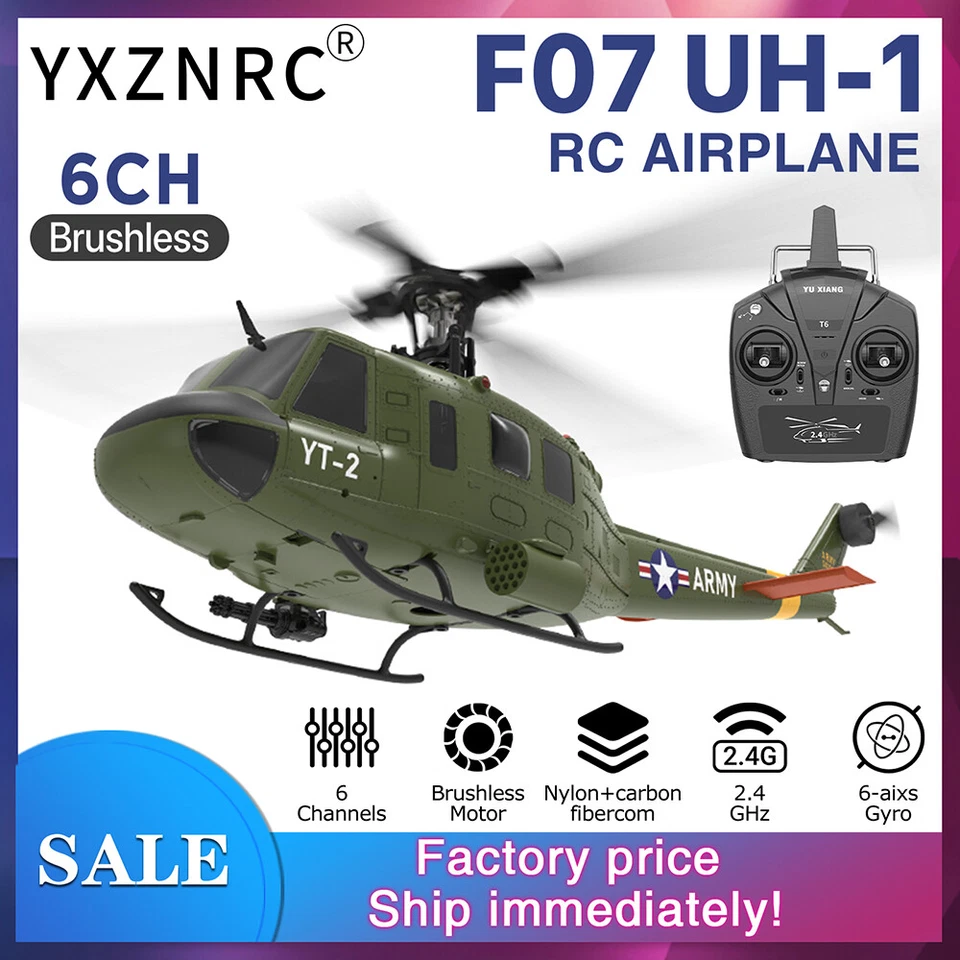 YUXIANG UH-1 RC Helicopter F07 RTF 2.4G 6CH 6-axis Gyro Remote Control Aircrafts - Image 4 of 4