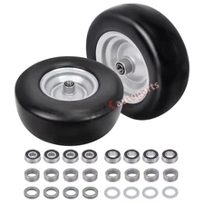 2 PCS Premium 11x4.00-5 Flat Free Tire Wheel for Lawn Mowers & Zero Turn Mowers