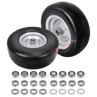 2 PCS Premium 11x4.00-5 Flat Free Tire Wheel for Lawn Mowers & Zero Turn Mowers