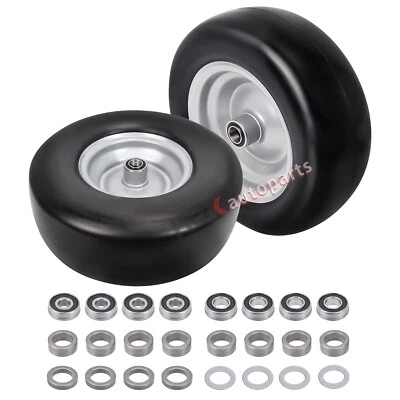 HEX AUTOPARTS 2 PCS Premium 11x4.00-5 Flat Free Tire Wheel for Lawn Mowers & Zero Turn Mowers