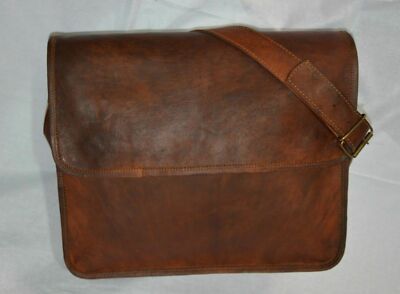 Mens Genuine Vintage Leather Messenger Business Laptop Briefcase Satchel Bag New