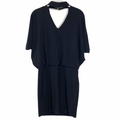 White House Black Market Dress Women's Size XS Black Short Sleeve Choker  Mini