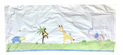 Pottery Barn Kids Safari Wild Animal Applique Embroidered Window Valance Nursery