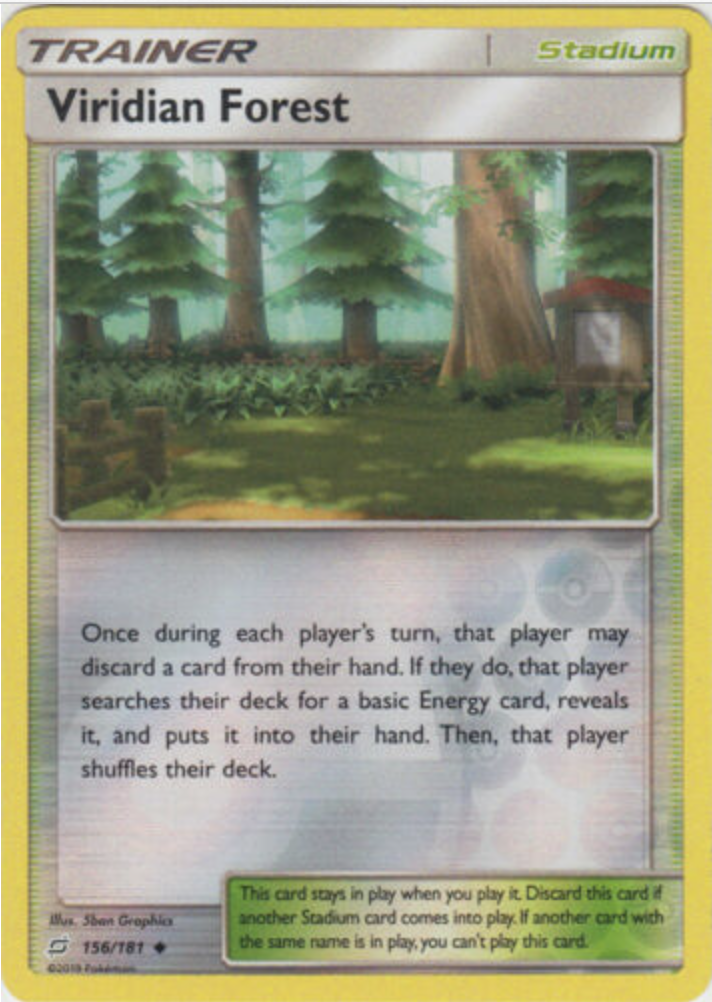 Pokemon TCG SM Team Up 156/181 Viridian Forest Reverse Holographic