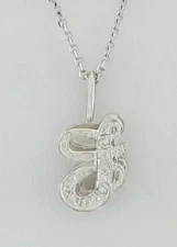 GENUINE DIAMOND INITIAL "J" PENDANT  NECKLACE 14K WHITE GOLD - New With Tag