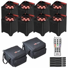 Chauvet DJ Freedom Par T6 Tri-Color (RGB) LED Uplights Eight Pack
