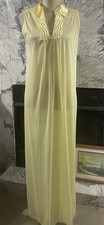 Nan Flower Vintage 1940's Lace Dress Gown Satin Collar Trim Elegant Yellow
