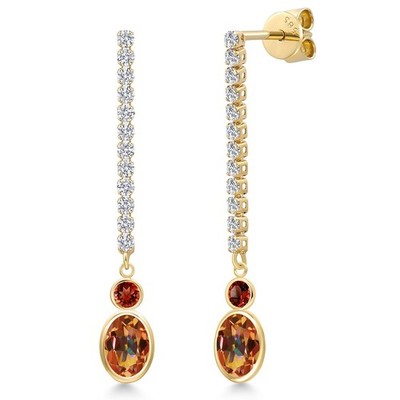 14K Yellow Gold Ecstasy Mystic Topaz and Garnet and Lab Grown Diamond Dangle
