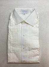 Vintage 80s Joseph Scafidi Men's Tuxedo Shirt White Pleated Cotton 15 34