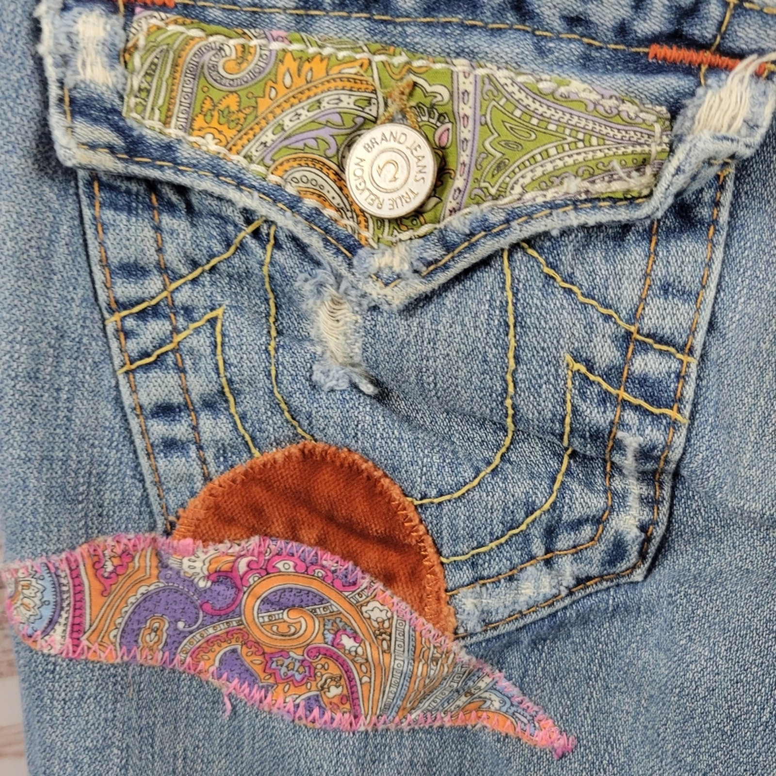 True Religion Vintage Y2K Ashbury Patchwork Jeans Sunshine Mushroom 26 image 7