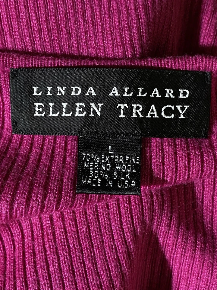 Vestido Linda Allard Ellen Tracy años 90 2 piezas lana/seda con cárdigan conjunto pulido Foto 3 de 4