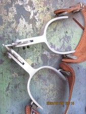 WESTERN HORSE SPURS CROCKETT WITH LEATHER STRAPS ALUMINUM