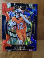 2025 Panini Select RJ Harvey Concourse Red And Blue Shock #10 RC Denver Broncos