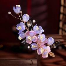 Chinese Style Liuli Flower Tassel Hair Clip Bangs Side Barrette Headpiece 1pc