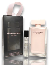 Narciso Rodriguez For Her Eau De Parfum 3.3 oz +mini+ FREE PURSE BOX SPRAY BLACK
