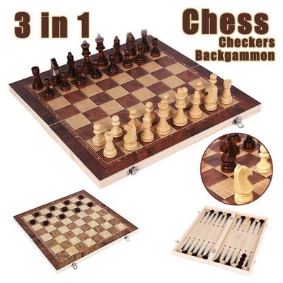Faltbares -Schach-Backgammon-Holzbrett, Faltbares Brettspiel, 29 X 29 cm T3Z7