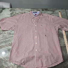 Tommy Hilfiger Vintage Red Plaid Button up Short sleeve Shirt SZ Large