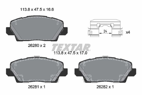 NEU - Textar 2628001 Bremsbelagsatz, Scheibenbremse FüR KIA-image
