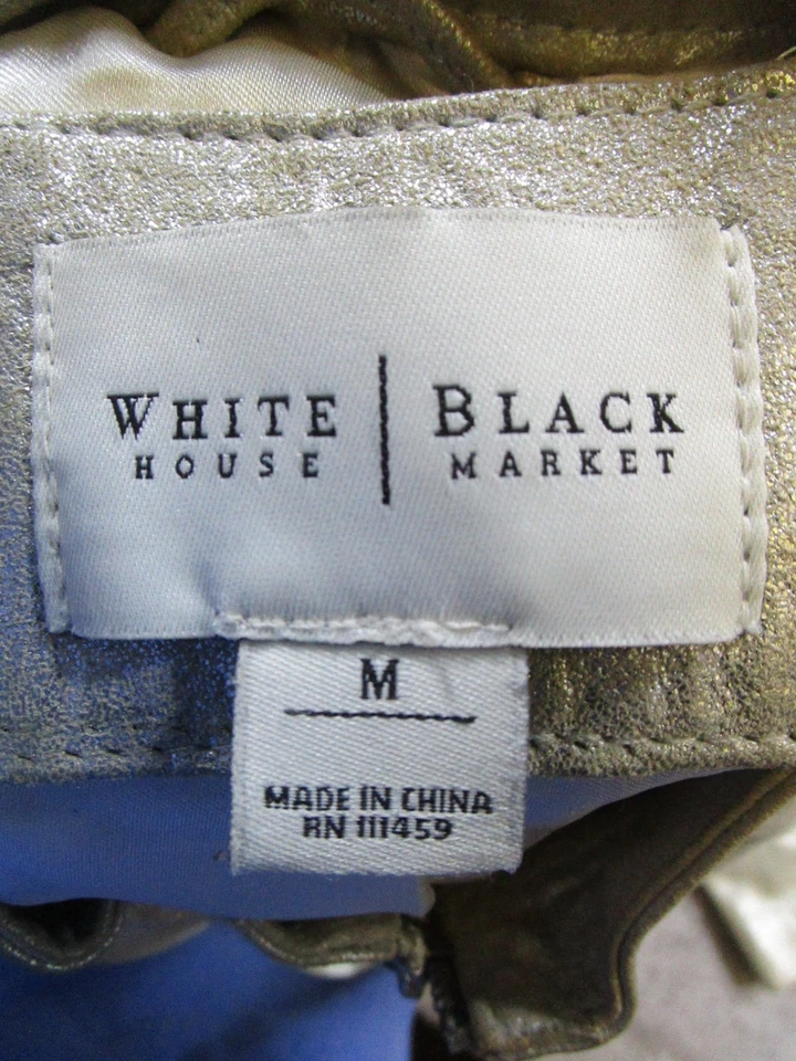 Chaqueta White House Black Market para mujer mediana de cuero marfil cremallera completa * Foto 3 de 4