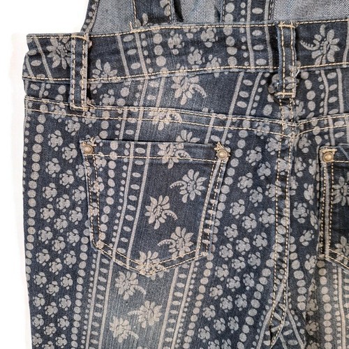 12K Overalls Teen Girls Size 16 Blue Denim Hippie Pattern 6 Pocket Cotton Blend - Imagen 11 de 16